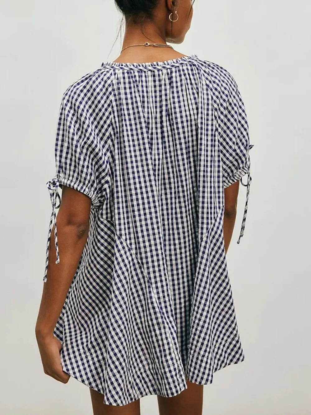 FREE PEOPLE Farley Gingham Tunic / Navy Combo - Picture 6 of 8